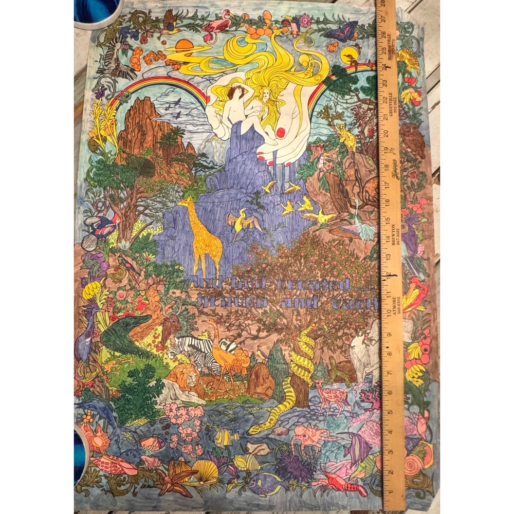 Granny's Oversize Coloring Book Colored Page "And God Created Heaven & Earth"